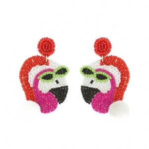 NEW SOPHIA COLLECTION christmas flamingo with hat earrings in multicolor